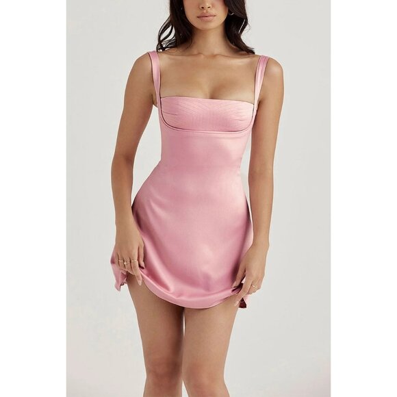 NWT Lavendar Sthcute Charmaine Romantic Square Neck A-Line Mini Dress Size XS - Picture 3 of 12